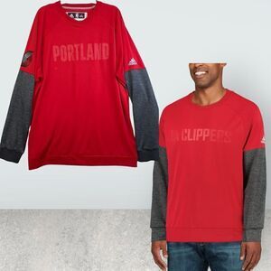 NBA Men's Portland Trailblazer adidas Red Pullover oversized Sweatshirt 2XL